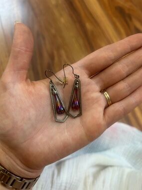 Aurora Teardrop Dangle Earrings - Iridescent Red-Purple